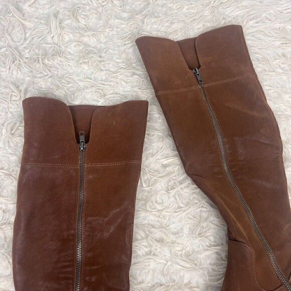 MIA Womens Marri Tall Distressed faux leather pull-on Brown Cognac Boot Size 7 - Picture 11 of 12